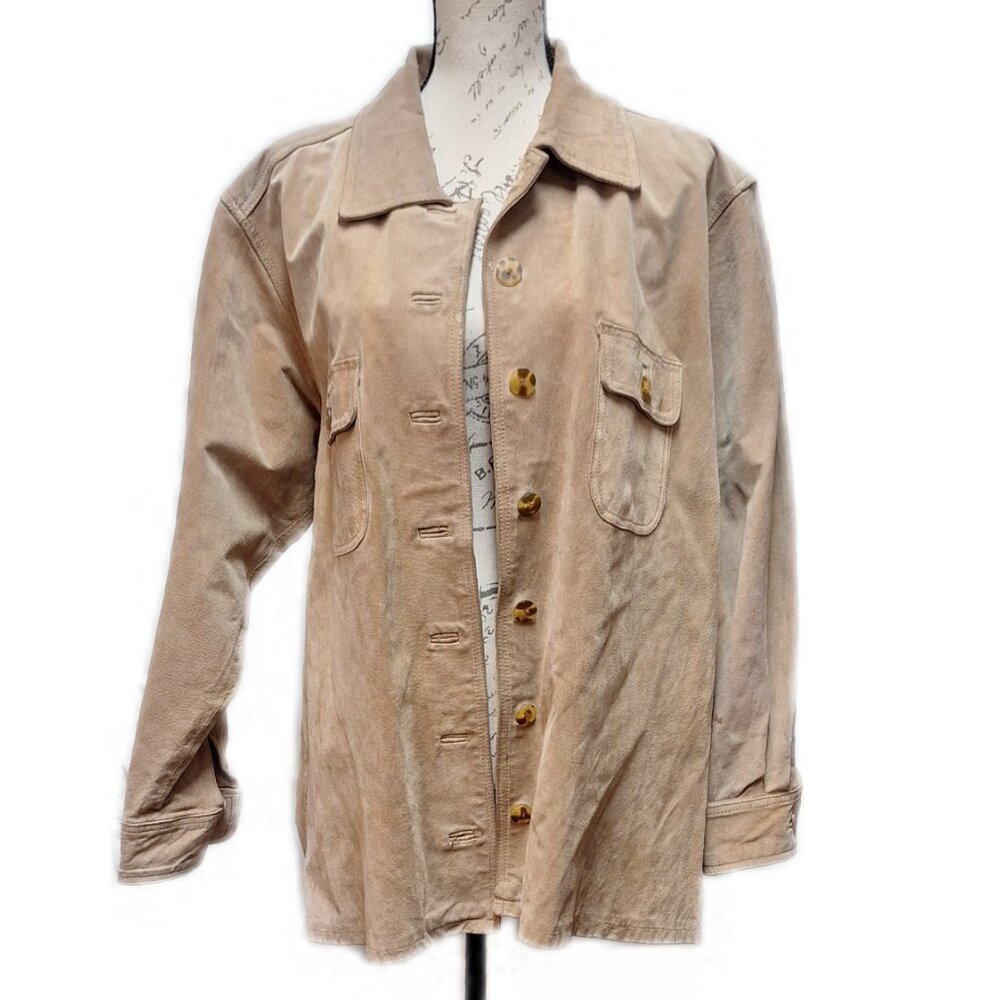 Vintage 90s G-III Womens Suede Chore Jacket‎ Shacket Large Tan Camel Western